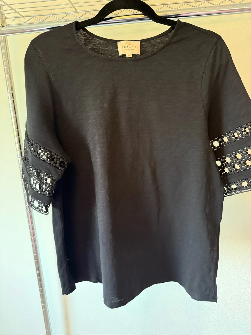 Sezane Hortense T-shirt Black - Size XL - Picture 2 of 4